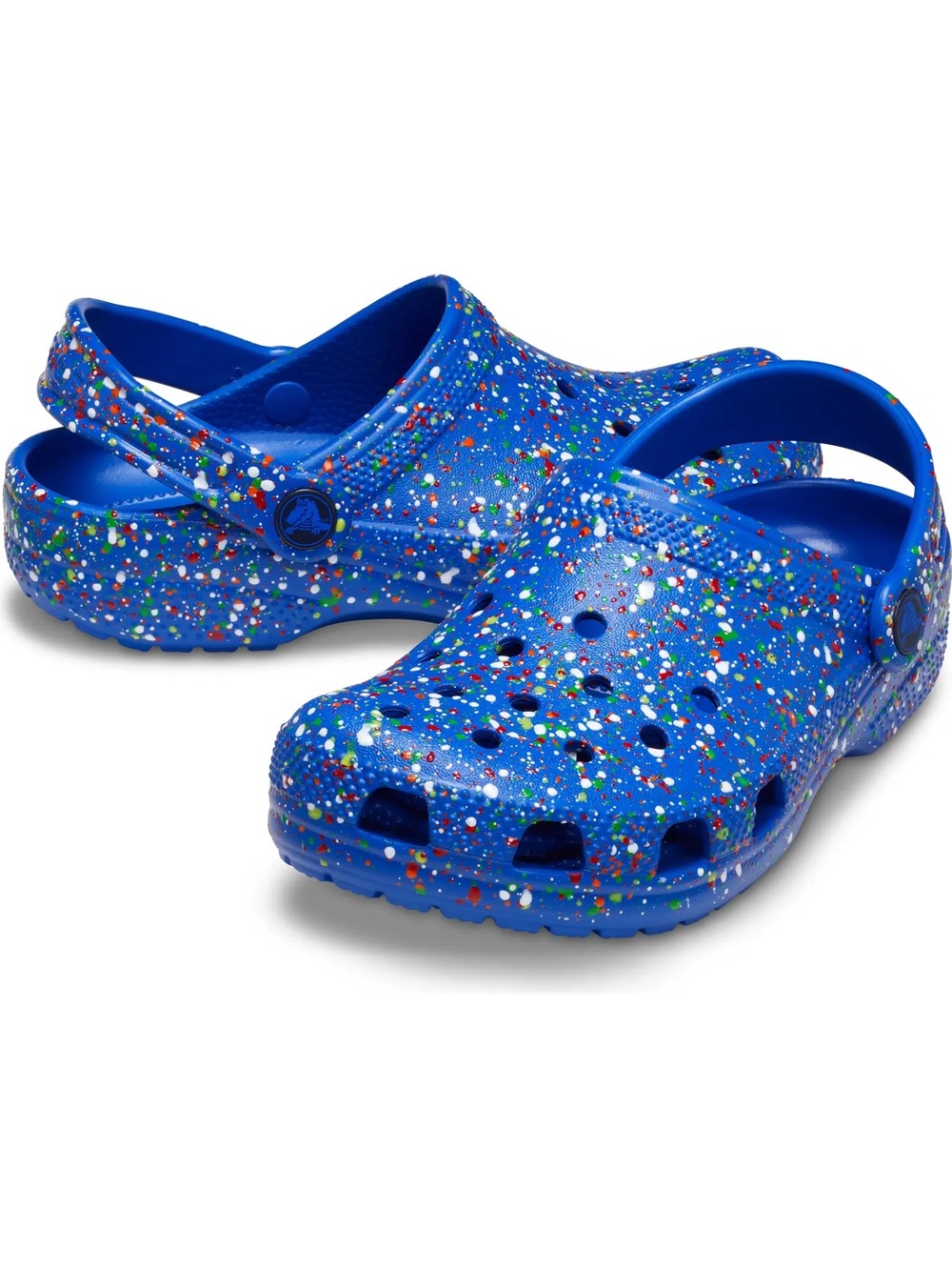 CROCS Kids' Classic Paint Splatter Clog Blue Bolt Slip On Shoes Size 3 NEW